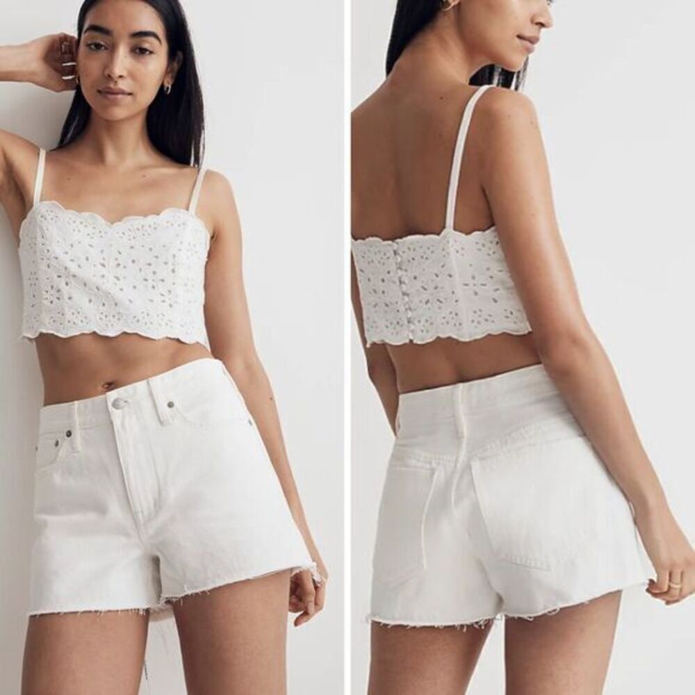 NEW Madewell Relaxed Denim Shorts in tile white , 25